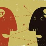 Person choosing between two options representing judgment bias